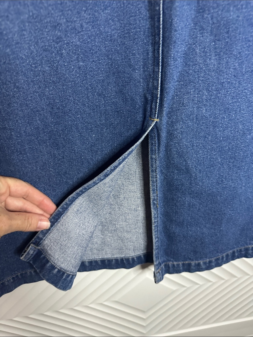 High-Rise Maxi Denim Skirt in Blue - Picture 6 of 8